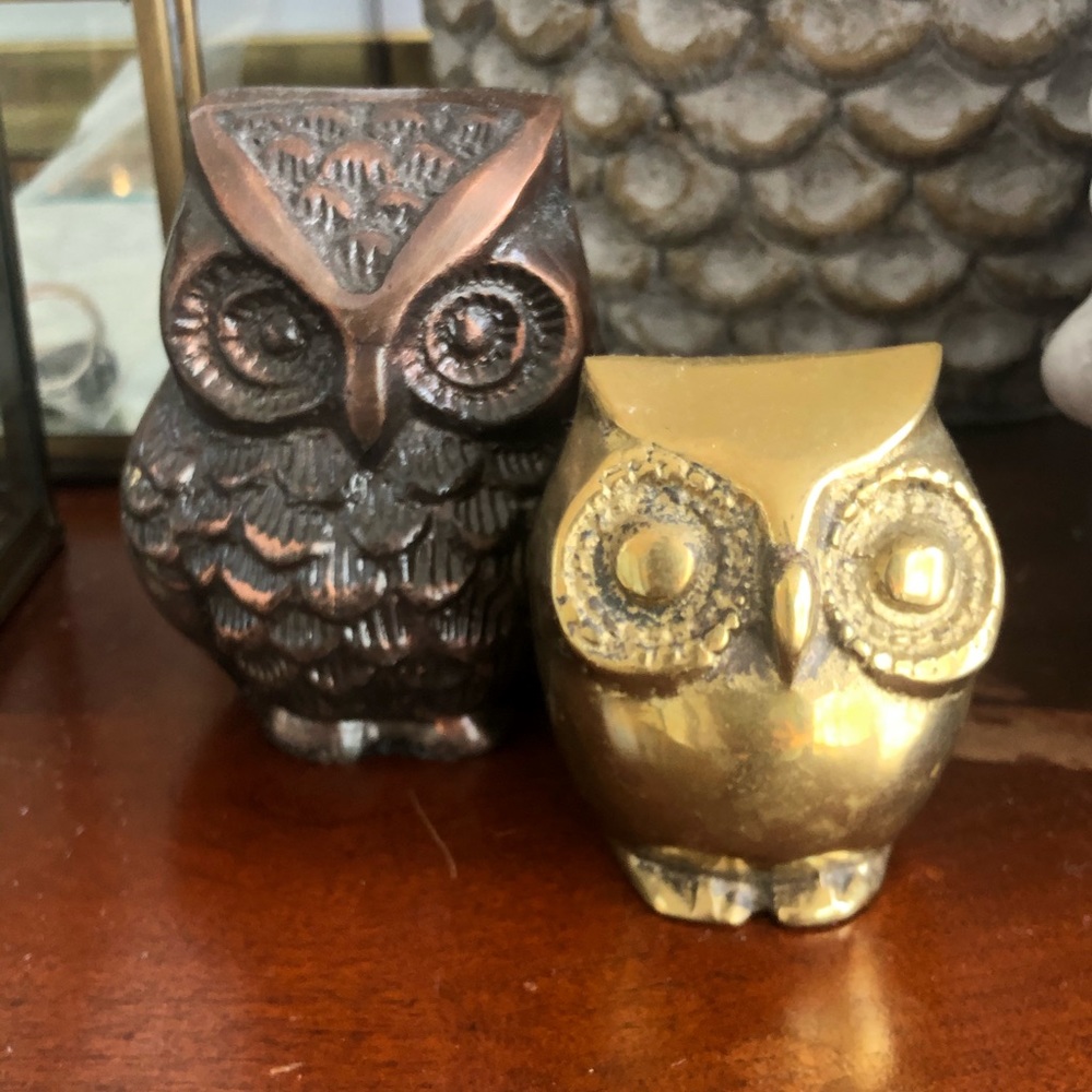 Vintage Gold Owls